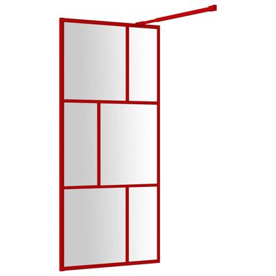 vidaXL Duschwand für Begehbare Dusche mit ESG Klarglas Rot 80x195 cm
