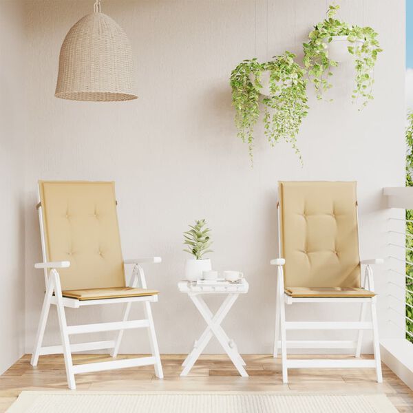 vidaXL Hochlehner-Auflagen 2 Stk. Melange Beige 120x50x4 cm Stoff