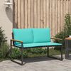 vidaXL Bank mit Kissen Schwarz und T&uuml;rkis 115 x 65 x 72 cm Rattan