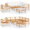 vidaXL 8-tlg. Garten-Lounge-Set mit Creme Kissen Massivholz Teak