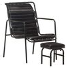 vidaXL Relaxsessel mit Fu&szlig;hocker Schwarz Echtleder