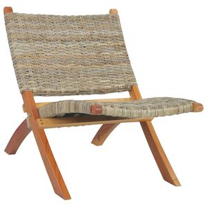 vidaXL Relaxstuhl Natur Kubu-Rattan und Massivholz Mahagoni