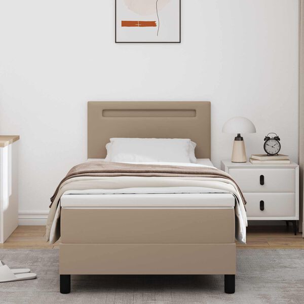 vidaXL Boxspringbett mit Matratze Cappuccino 100 x 200 cm Kunstleder