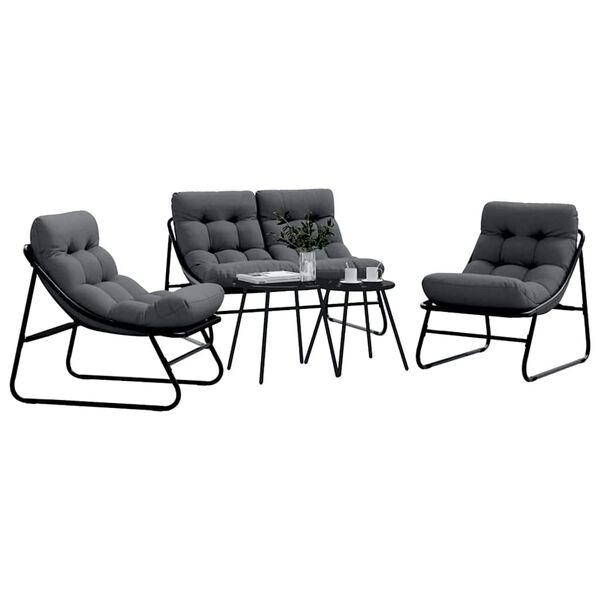 vidaXL Garten Essgruppe 5 pcs Schwarz Stahl