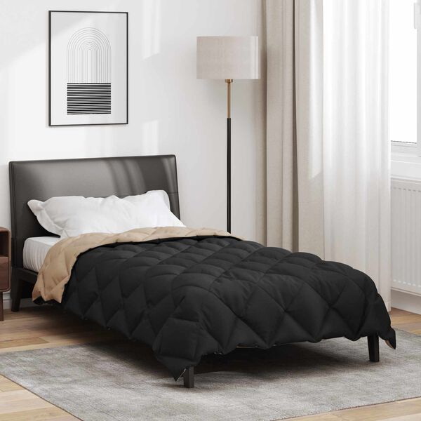 vidaXL Winterbettdecke Schwarz und Taupe 220 x 140 cm Mikrofaser