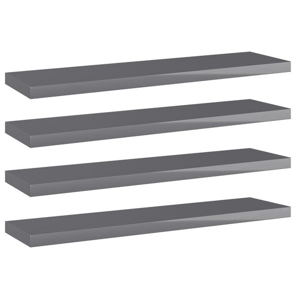 vidaXL B&uuml;cherregal-Bretter 4 Stk. Hochglanz-Grau 40x10x1,5 cm