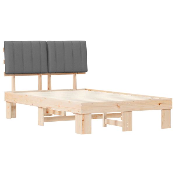 vidaXL Bettgestell mit gepolstertem Kopfteil Hellgrau 120 x 190 cm