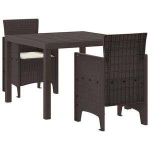 vidaXL Garten Essgruppe 3 pcs Braun Polt Rattan