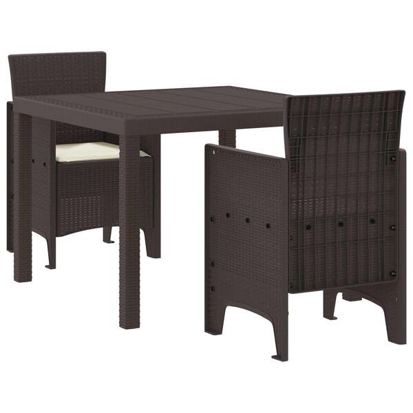 vidaXL Garten Essgruppe 3 pcs Braun Polypropylen