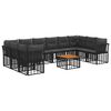 vidaXL Outdoor-Sofagarnitur 11 pcs Schwarz und Dunkelgrau Polyester