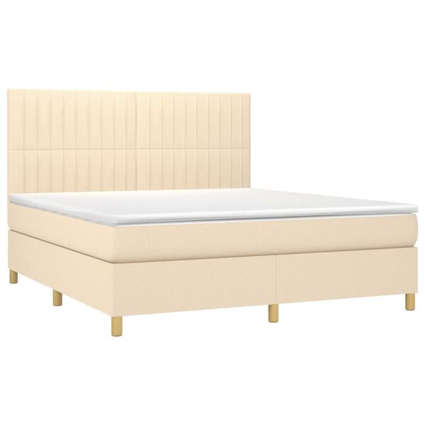 vidaXL Boxspringbett mit Matratze Creme 180x200 cm Stoff