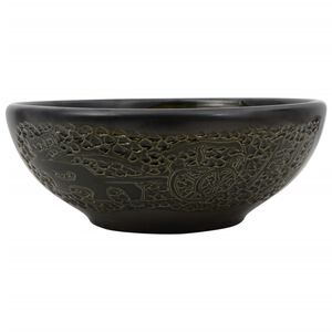 vidaXL Aufsatzwaschbecken Schwarz Rund &Oslash;41x14 cm Keramik