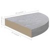 vidaXL Eck-Schweberegal Betongrau 25x25x3,8 cm MDF