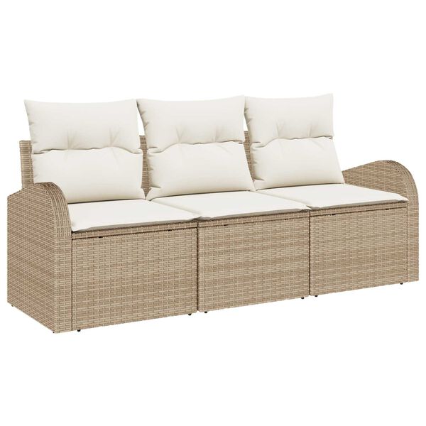 vidaXL Gartensofa-set Beige Poly-Rattan