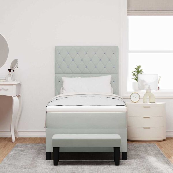 vidaXL Boxspringbett mit Matratze Hellgrau 100 x 200 cm Samt