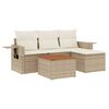 vidaXL 5-tlg. Garten-Sofagarnitur mit Kissen Beige Poly Rattan