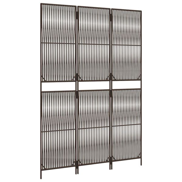 vidaXL Paravent 3-tlg. Braun Poly Rattan