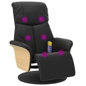 vidaXL Massagesessel mit Fu&szlig;teil Schwarz Kunstleder