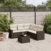 vidaXL 6-tlg. Garten-Sofagarnitur mit Kissen Braun Poly Rattan