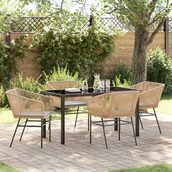 vidaXL Garten Essgruppe 5 pcs Braun Pulverbeschichteter Stahl