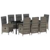 vidaXL Garten Essgruppe mit Kissen 9 pcs Grau Poly-Rattan
