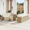 vidaXL Garten-Sofa-Set mit Kissen 11 pcs Beige Poly Rattan