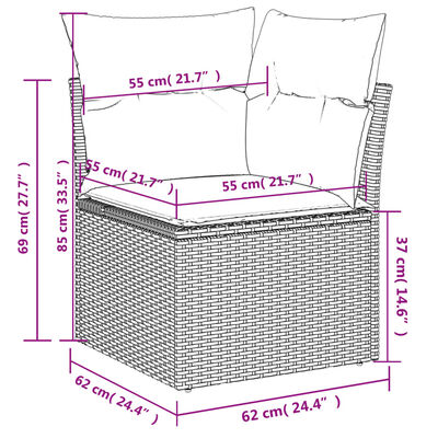 vidaXL 8-tlg. Garten-Sofagarnitur mit Kissen Schwarz Poly Rattan