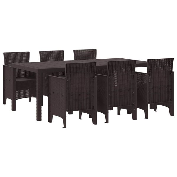 vidaXL Garten Essgruppe 7 pcs Braun Polypropylen