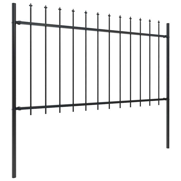 vidaXL Gartenzaun mit Speerspitze Stahl 892,5 x 100 cm Schwarz