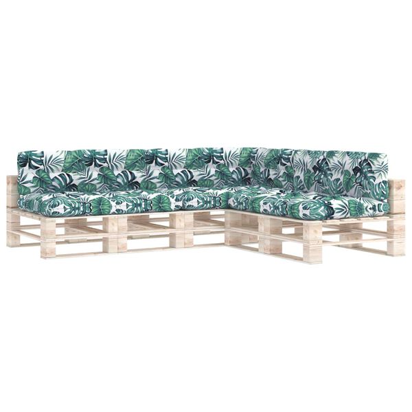 vidaXL Palettensofa-Auflagen 7 Stk. Blattmuster