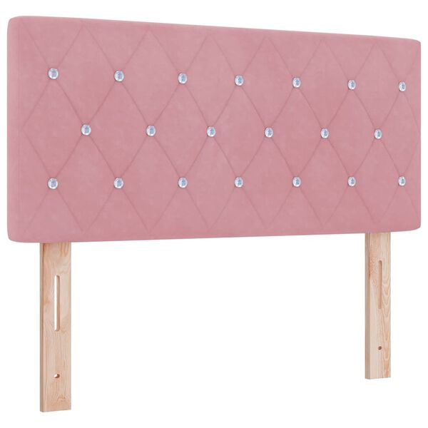 vidaXL LED Kopfteil mit LED-Lichtleisten Rosa 90 cm Polyester
