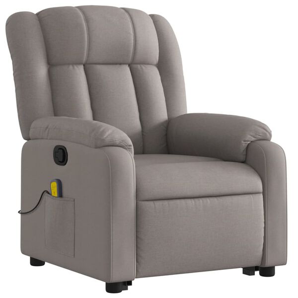 vidaXL Massagesessel mit Aufstehhilfe Taupe Stoff