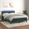 vidaXL Boxspringbett mit Matratze & LED Dunkelgr&uuml;n 140x190 cm Samt
