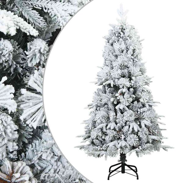 vidaXL Künstlicher Scharnier-Weihnachtsbaum schneebedeckt Weiß 120 cm