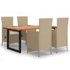vidaXL 5-tlg. Garten-Essgruppe mit Kissen Poly Rattan Beige
