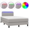 vidaXL Boxspringbett mit Matratze & LED Hellgrau 120x200 cm Stoff