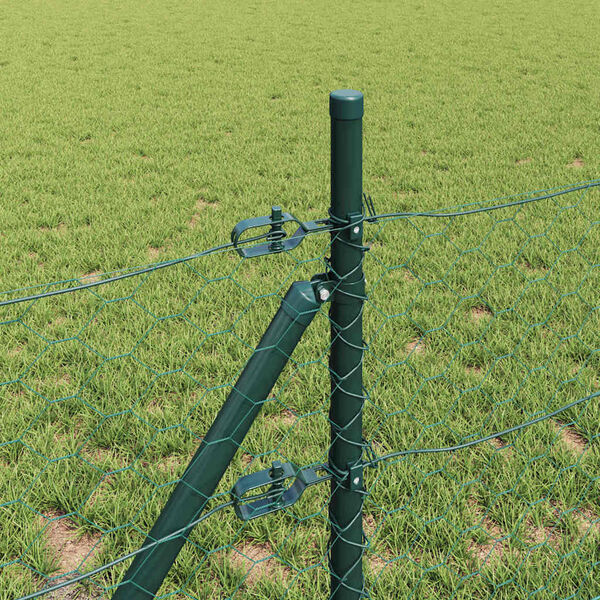 vidaXL Zaunpfosten Gr&uuml;n 25 x 0,4 m (50 mm Mesh) Stahl und PVC