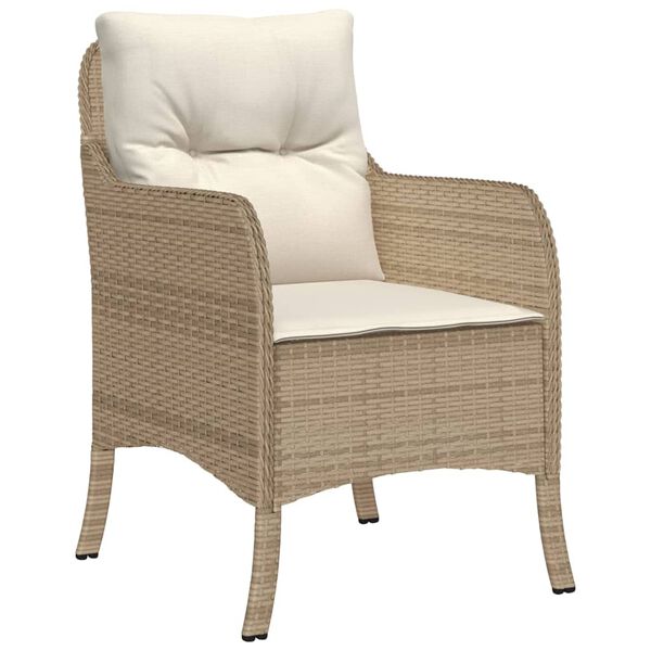 vidaXL Gartenstühle mit Kissen 2 Stk. Beige Poly Rattan