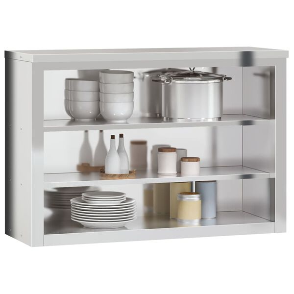 vidaXL K&uuml;chen-Wandschrank mit Ablagen Edelstahl