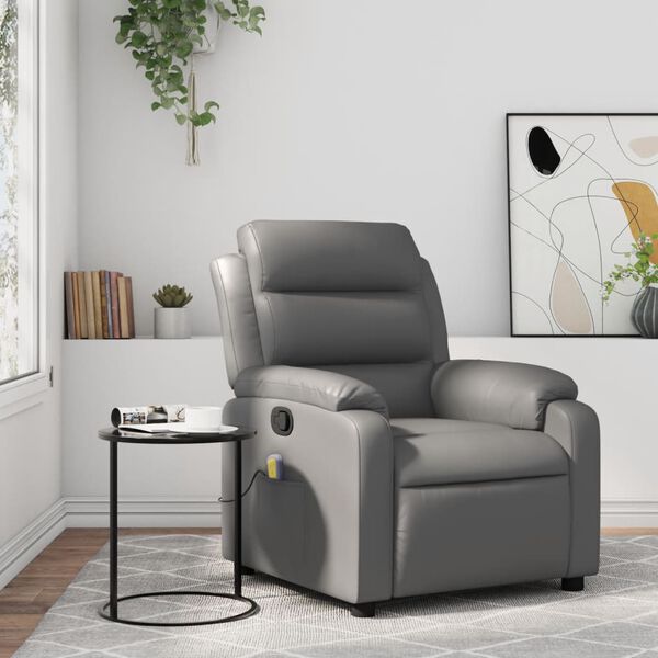 vidaXL Massagesessel Relaxsessel Grau Kunstleder