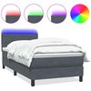 vidaXL Boxspringbett mit Matratze & LED Dunkelgrau 90x210 cm Samt