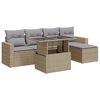 vidaXL 6-tlg. Garten-Sofagarnitur mit Kissen Beige Poly Rattan