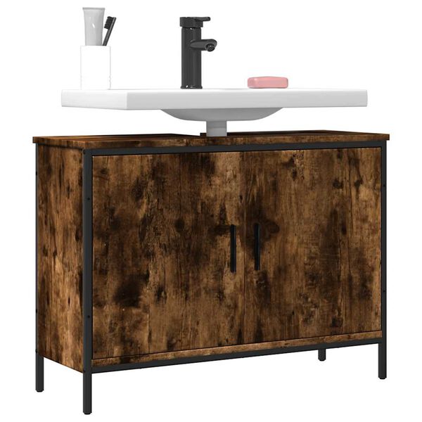 vidaXL Waschbeckenunterschrank R&auml;uchereiche 80x30x60 cm Holzwerkstoff