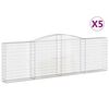 vidaXL Gabionen mit Hochbogen 5 Stk. 400x30x120/140cm Verzinktes Eisen