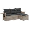 vidaXL 4-tlg. Garten-Sofagarnitur mit Kissen Hellgrau Poly Rattan