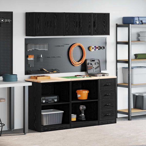vidaXL Garagenschr&auml;nke 6 Stk. Schwarz Holzwerkstoff