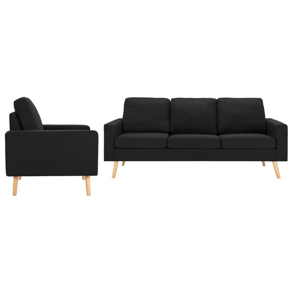 vidaXL 2-tlg. Sofagarnitur Stoff Schwarz