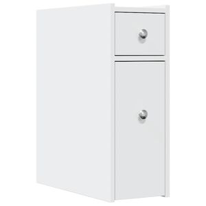 vidaXL Badschrank Schmal mit Rollen Wei&szlig; Holzwerkstoff