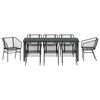 vidaXL Garten Essgruppe 9 pcs Schwarz Poly-Rattan