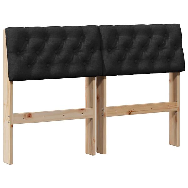 vidaXL Gepolstertes Kopfteil Schwarz 120 cm Massives Kiefernholz
